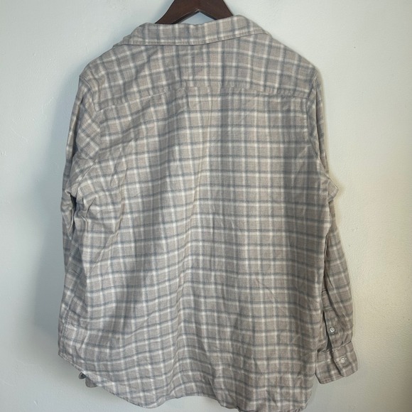 Frank & Eileen Eileen Button Up Shirt Women L Beige Grey Plaid Flannel Cotton - Picture 3 of 7